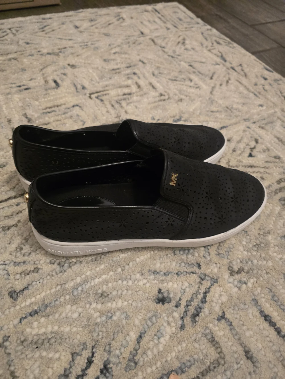 Michael Kors Womens Black Perforated Slip-On Sneakers